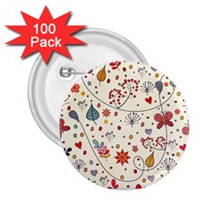 Spring Floral Pattern With Butterflies 2 25  Buttons (100 Pack)  by TastefulDesigns