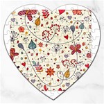 Spring Floral Pattern With Butterflies Jigsaw Puzzle (Heart) Front