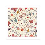 Spring Floral Pattern With Butterflies Small Satin Scarf (Square) Front