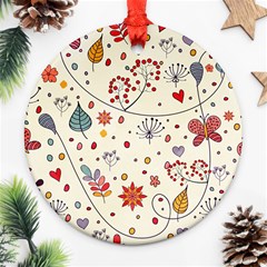 Spring Floral Pattern With Butterflies Ornament (round) by TastefulDesigns