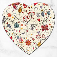 Spring Floral Pattern With Butterflies Jigsaw Puzzle (heart) by TastefulDesigns