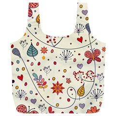 Spring Floral Pattern With Butterflies Full Print Recycle Bags (l) 