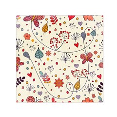 Spring Floral Pattern With Butterflies Small Satin Scarf (square)