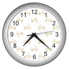 Retro Bicycles Motif Vintage Pattern Wall Clocks (silver)  by dflcprints