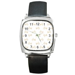 Retro Bicycles Motif Vintage Pattern Square Metal Watch by dflcprints