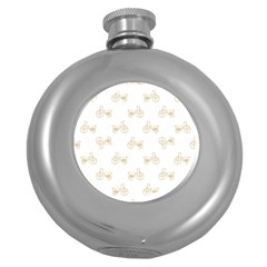 Retro Bicycles Motif Vintage Pattern Round Hip Flask (5 Oz) by dflcprints