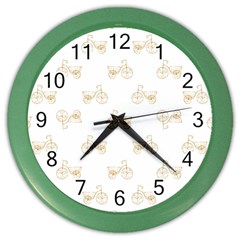 Retro Bicycles Motif Vintage Pattern Color Wall Clocks by dflcprints