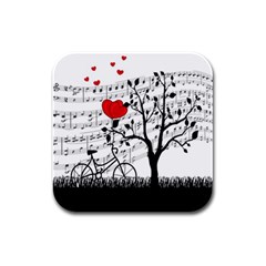 Love Song Rubber Square Coaster (4 Pack)  by Valentinaart