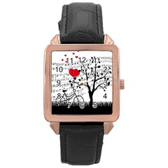 Love Song Rose Gold Leather Watch  by Valentinaart