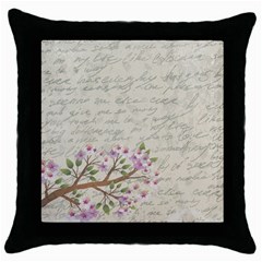 Cherry Blossom Throw Pillow Case (black) by Valentinaart