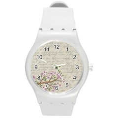 Cherry Blossom Round Plastic Sport Watch (m) by Valentinaart