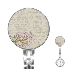 Cherry Blossom Stainless Steel Nurses Watch by Valentinaart