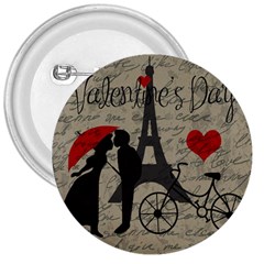 Love Letter - Paris 3  Buttons by Valentinaart