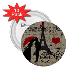 Love Letter - Paris 2 25  Buttons (10 Pack)  by Valentinaart