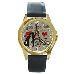 Love Letter - Paris Round Gold Metal Watch