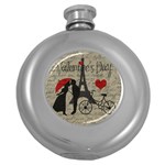 Love letter - Paris Round Hip Flask (5 oz) Front