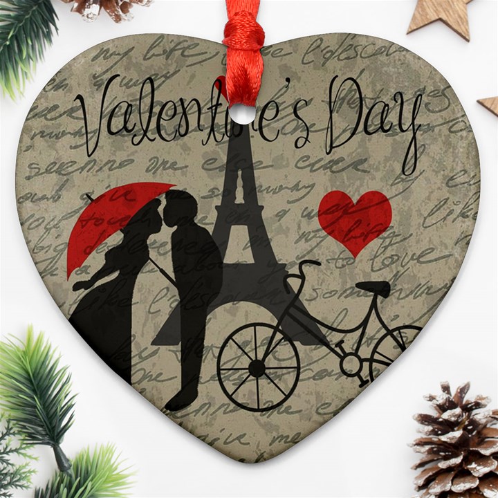 Love letter - Paris Heart Ornament (Two Sides)