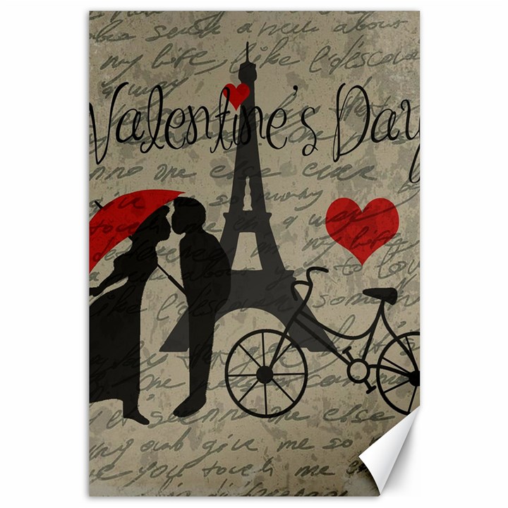 Love letter - Paris Canvas 12  x 18  