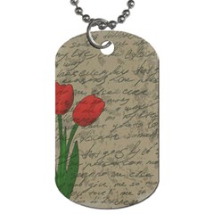 Vintage Tulips Dog Tag (one Side) by Valentinaart