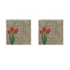 Vintage Tulips Cufflinks (square) by Valentinaart