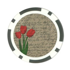 Vintage Tulips Poker Chip Card Guard by Valentinaart