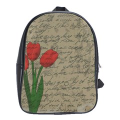 Vintage Tulips School Bags(large)  by Valentinaart