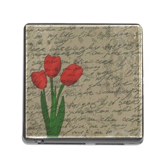 Vintage Tulips Memory Card Reader (square) by Valentinaart