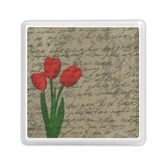 Vintage Tulips Memory Card Reader (square)  by Valentinaart