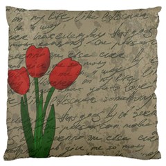 Vintage Tulips Large Cushion Case (one Side) by Valentinaart