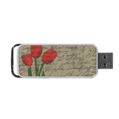 Vintage Tulips Portable Usb Flash (one Side) by Valentinaart