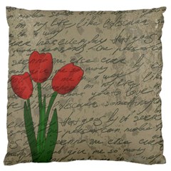 Vintage Tulips Large Flano Cushion Case (two Sides) by Valentinaart