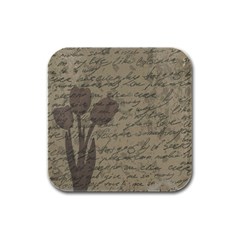 Vintage Tulips Rubber Square Coaster (4 Pack)  by Valentinaart