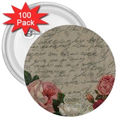 Vintage Roses 3  Buttons (100 Pack)  by Valentinaart