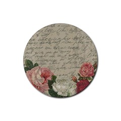 Vintage Roses Rubber Coaster (round)  by Valentinaart