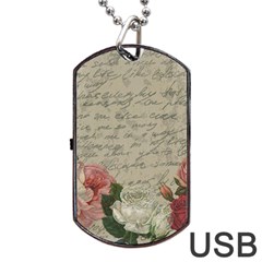 Vintage Roses Dog Tag Usb Flash (one Side) by Valentinaart