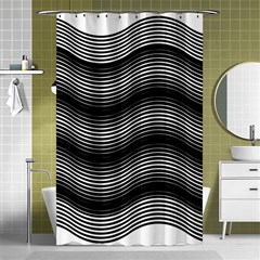 Two Layers Consisting Of Curves With Identical Inclination Patterns Shower Curtain 48  X 72  (small)  by Simbadda