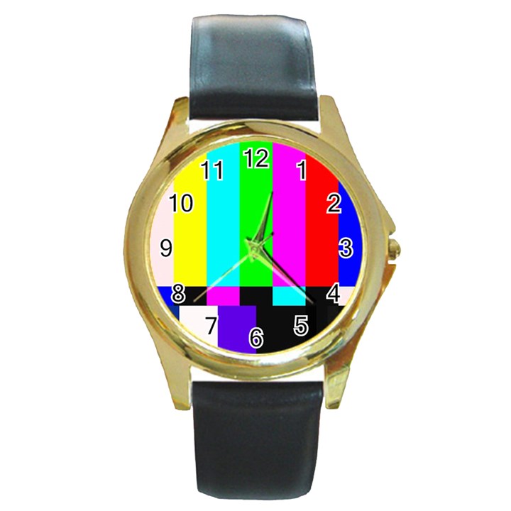 Color Bars & Tones Round Gold Metal Watch