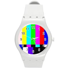 Color Bars & Tones Round Plastic Sport Watch (m)