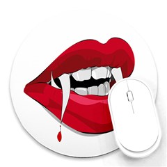 Mouth Jaw Teeth Vampire Blood Round Mousepads by Simbadda