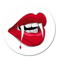 Mouth Jaw Teeth Vampire Blood Magnet 5  (round) by Simbadda