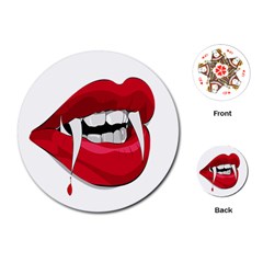 Mouth Jaw Teeth Vampire Blood Playing Cards (round)  by Simbadda