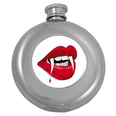 Mouth Jaw Teeth Vampire Blood Round Hip Flask (5 Oz) by Simbadda