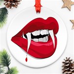 Mouth Jaw Teeth Vampire Blood Round Ornament (Two Sides) Front