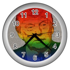 Rainbow Trump  Wall Clocks (silver)  by Valentinaart