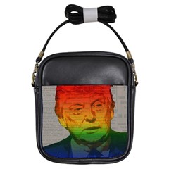 Rainbow Trump  Girls Sling Bags by Valentinaart