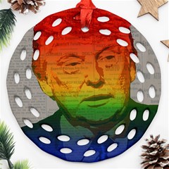 Rainbow Trump  Round Filigree Ornament (two Sides) by Valentinaart