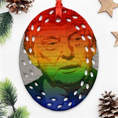 Rainbow Trump  Ornament (oval Filigree) by Valentinaart