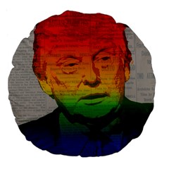 Rainbow Trump  Large 18  Premium Flano Round Cushions by Valentinaart