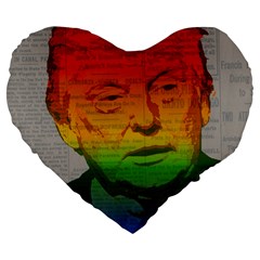 Rainbow Trump  Large 19  Premium Flano Heart Shape Cushions by Valentinaart