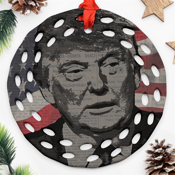 Trump Round Filigree Ornament (Two Sides)